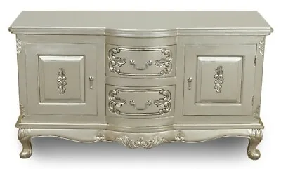 3ft11 Silver TV STAND 120 Cm Rococo Baroque Louis Cupboard Cabinet 78315 • £529