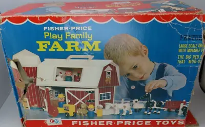 Vintage 67/68 Fisher Price Little People Play Family Farm Barn #915 WITH BOX • $72