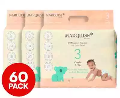 3 X 20pk Marquise Crawler Size 3 6-11kg Eco Nappies • $47.40