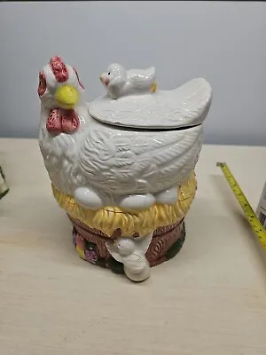 Vintage  Hen On Nest  Baby Chickens Eggs  COOKIE Jar/Canister  • $19.95