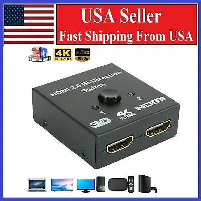 HDMI 2.0 HDTV Switch Switcher Splitter Bi-Direction Hub HDCP 2x1 1x2 In Out 4K • $6.40