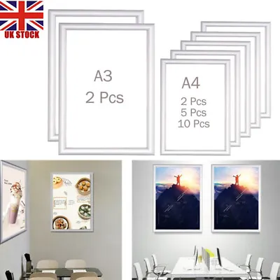 Sliver Aluminium A3-A4 Wall Mounted Snap Poster Frame Clip Picture Photo Display • £13.99