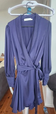 $200 • Buy Zimmerman Silk Wrap Mini Dress Size 1 Navy  