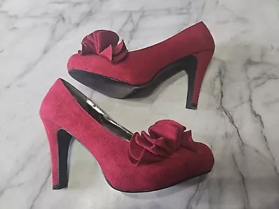 Maurice Shoe Red Faux Suede 8.5 Pumps Free Shipping  • $17.37