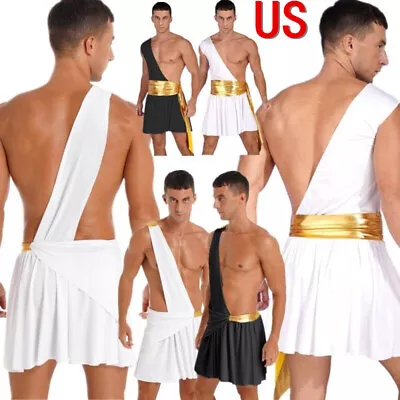 US Men One-Shoulder Mr. Toga Halloween Party Outfit Ancient Greek Fancy Costume • $14.65