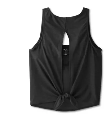 $14.99 • Buy New Size Small Women’s Black Tankini Top Tie Back Swim Tank Top
