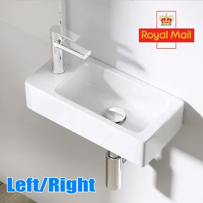 £25.90 • Buy Small White Compact Bathroom Cloakroom Hand Wash Basin Sink Ceramic Wall Hung