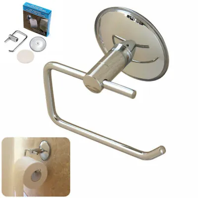 $15.55 • Buy Toilet Paper Holder Chrome Suction Cup Toilet Roll Holder Round Wall Mounted AU