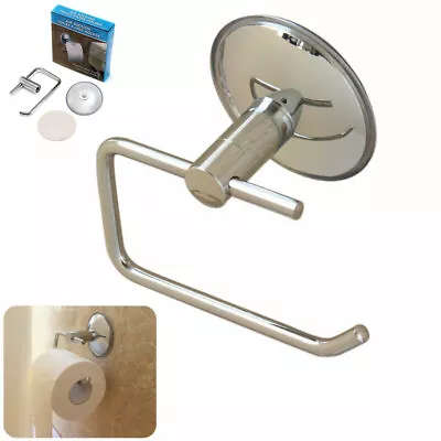 $15.45 • Buy Toilet Paper Holder Chrome Suction Cup Toilet Roll Holder Round Wall Mounted AU