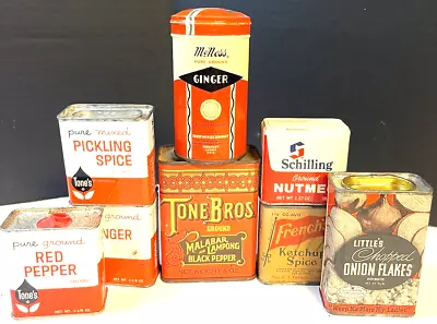 Lot Vintage Spice Tins French's McNess Schilling Little's Tones • $15