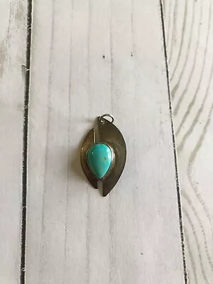 Vintage Turquoise & Sterling Silver Pendant Signed AR Sterling • $50