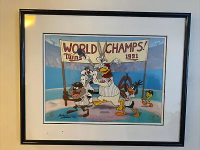 Twins World Champs Charles McKimson FRAMED Looney Tunes Baseball 1991 MLB • $500