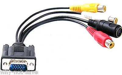 VGA SVGA To S-VIDEO Svideo 3 RCA TV AV CONVERTER CABLE Cord ADAPTER For Computer • $12.69