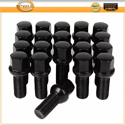 20 Pcs M14 X 1.5 Wheel Lug Bolts 28mm Shank Black For Audi Volkswagen Ball Seat • $27.44