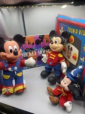 Walt Disney Mickey Mouse Vinyl Figures And Book And Game • $60