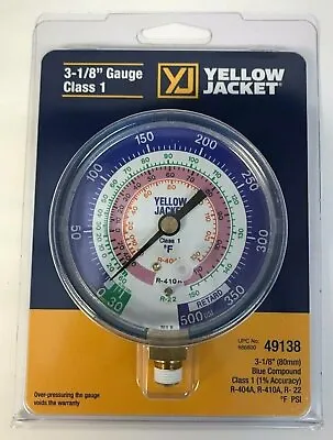 Yellow Jacket 49138 3-1/8  Blue Compound 30  0-350 Psi R-22 / 404A / 410A Gauge • $35.99