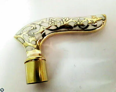 Vintage Designer Brass Victorian Handle Antique Style Wooden Walking Stick Cane • $16.55