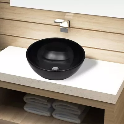 Ceramic Bathroom Sink Basin Black Round • $93.32