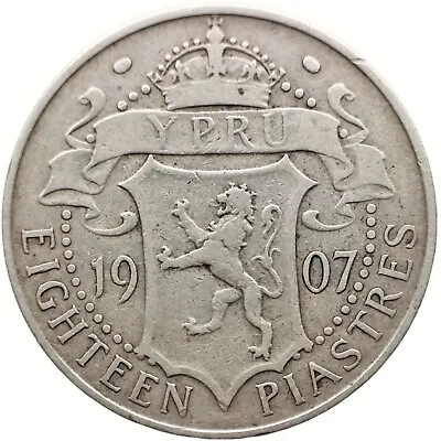 1907 18 Piastres Cyprus Coin Edward VII Silver (MO3145-) • $275