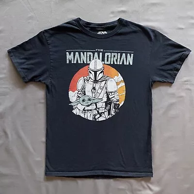 Star Wars The Mandalorian T Shirt Adult Medium Black Boba Fett Baby Yoda Used • $6.85