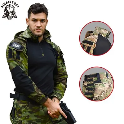 Men Tactical Long Sleeve Gen3 T-Shirt G3 Casual Combat Hooded Shirt Camo US Army • $44.69