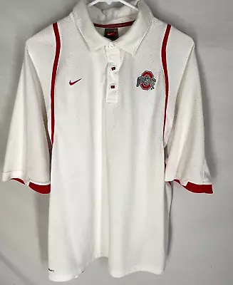 Vintage Ohio State Buckeyes Shirt Mens Red L Nike Team Polo 90s Y2k White • $17.95