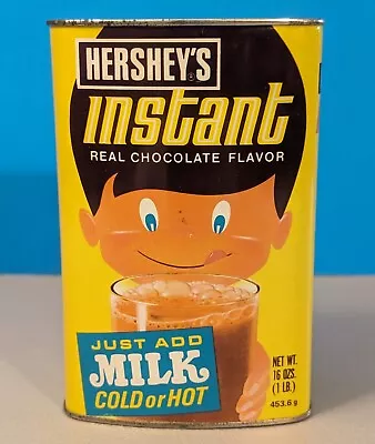 Vintage Hersheys Instant Chocolate Flavor Tin - Retro Beverage Can Canister Prop • $18.99
