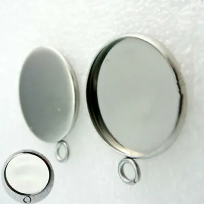 £5.69 • Buy 25mm Cabochon Silver Base Blank Bezel Setting Jewelry Round Pendant Trays 10pcs