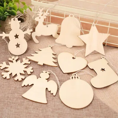 £5.93 • Buy 60 Wooden Craft Christmas Star Tree Decor Hanging Bauble Blank Shapes Xmas Props