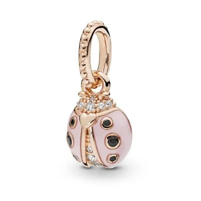 Pandora Lucky Pink Ladybird Pendant Charm ALE MET • £23