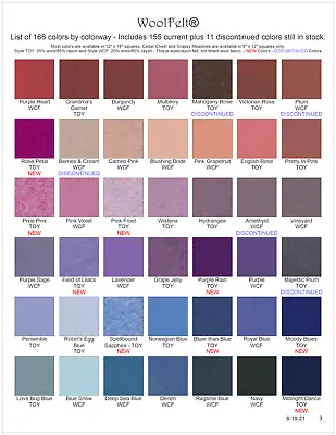 £3.22 • Buy #3 Wool Felt® - 42 Colors - Wool/Rayon Felt - WoolFelt® From National Nonwovens 