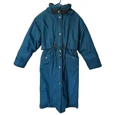 Mulberry Street Womens Vintage Down Coat Parka Size M Teal Long Puffer Winter • $55.73