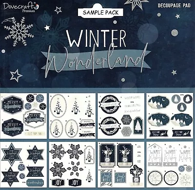 WINTER WONDERLAND Die Cut Glitter Decoupage Dovecraft 8 X 8 Sample Pack  • £2.19
