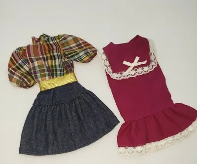 Vintage Barbie 80s My First Fashions #7920 5609 Red Plaid Dresses Lot • $28.95