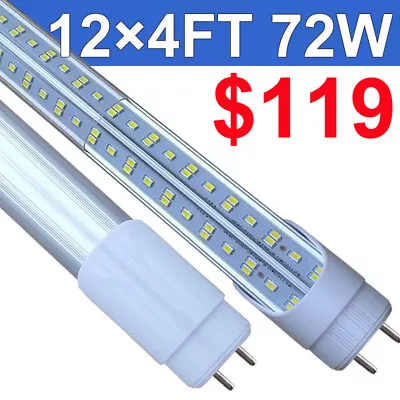 7200LM T8 4 FT LED Tube 6000K 6500K 72W Fluorescent Replacement Lights Bulb *12 • $119.84