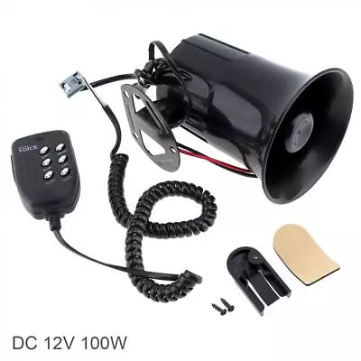 100W 6 Sound 12V Car Truck Alarm Siren Horn Megaphone With Mic Speaker System UK • £12.69