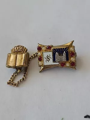 1960 LDS MORMON SEMINARY PIN   STONES Gold Filled Pearl And Ruby • $39.99