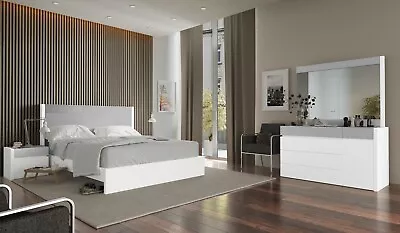 Elbe Modern Queen Bedroom Set In White 5 Piece • $5319.05