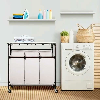$49.97 • Buy Rolling Laundry Sorting Cart,Basket Organizer,Laundry Hamper With Ironing Board-