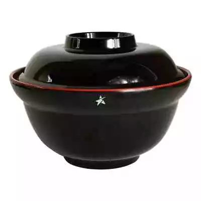 Japanese Red & Black Melamine Plastic Ramen Udon Noodle Bowl With Lid 155x107mm • £10.95