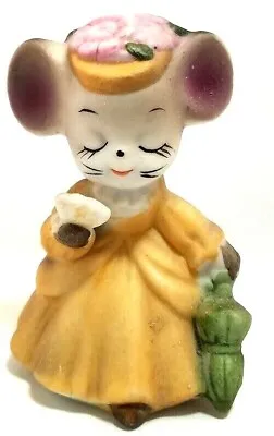 Vintage Mouse Figurine In Victorian Dress   • $13.38