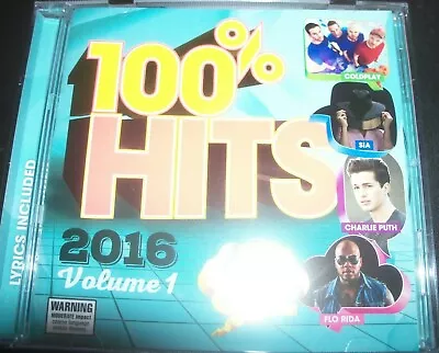 100% Hits 2016 Volume 1 CD (Coldplay Sia Illy Adam Lambert Conrad Sewell) – New  • $14.95