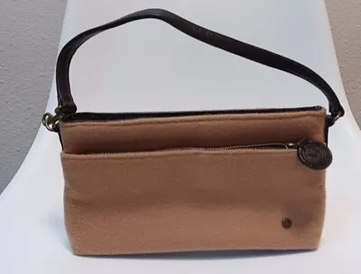 Mercedes Benz Purse By Anne Bowen Wool & Cashmere In Tan & Dark Brown Leather. • $35