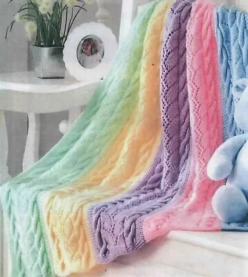 0764 Rainbow Blanket 32x42  DK - Vintage Knitting Pattern Reprint • £3.49