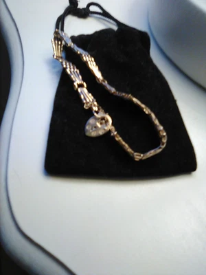 £190 • Buy 9 Carrot Gold 4 Bar Fan Bracelet With Chain Excellent Condition