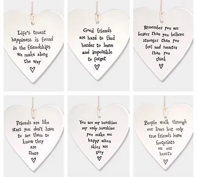 £5.99 • Buy East Of India White Porcelain Heart Plaque Sentiment Friendship Family Sign Gift