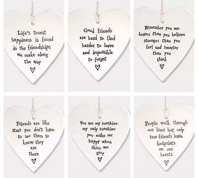 East Of India White Porcelain Heart Plaque Sentiment Friendship Family Sign Gift • £5.99