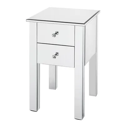 Modern And Contemporary Mirrored 2-Drawers Nightstand Bedside Table Silver • $142.48