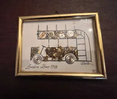 Collage Of A  London Bus 1918  -Signed  L. Kersh -1971-Framed 6  X 4.5 -Original • $75