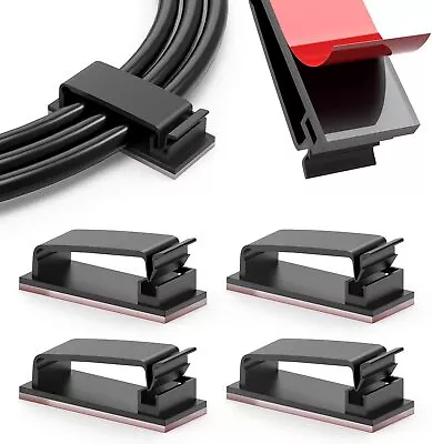 5x Cable ClipsSelf Adhesive Cable Management Clips Cable Organizers Wire BLACK • £3.99